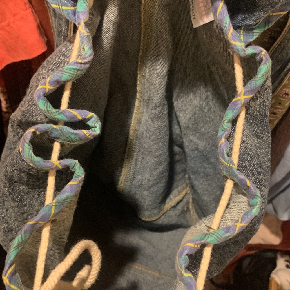 Vintage Guess Denim Drawstring Backpack - image 5